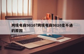 跨境电商9810?跨境电商9810走不通的原因